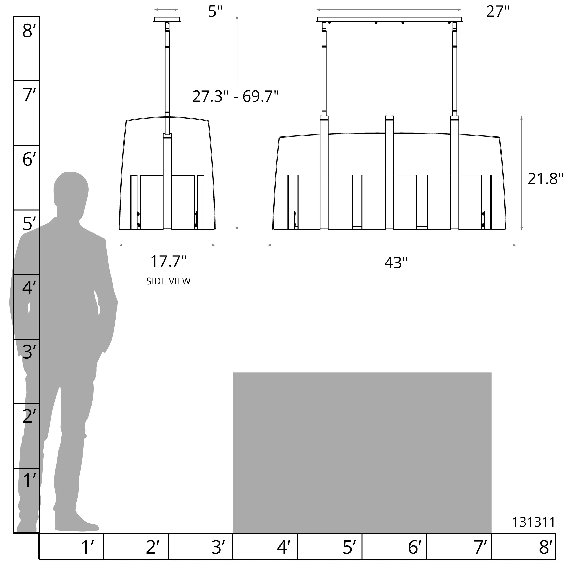Hubbardton Forge Arc  Linear Pendant - Sterling
