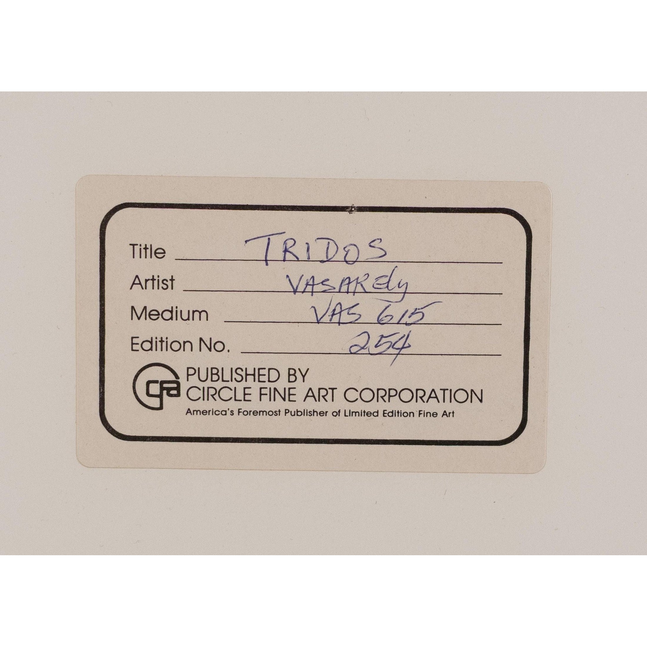 1987 Victor Vaserely Serigraph, "Tridos"
