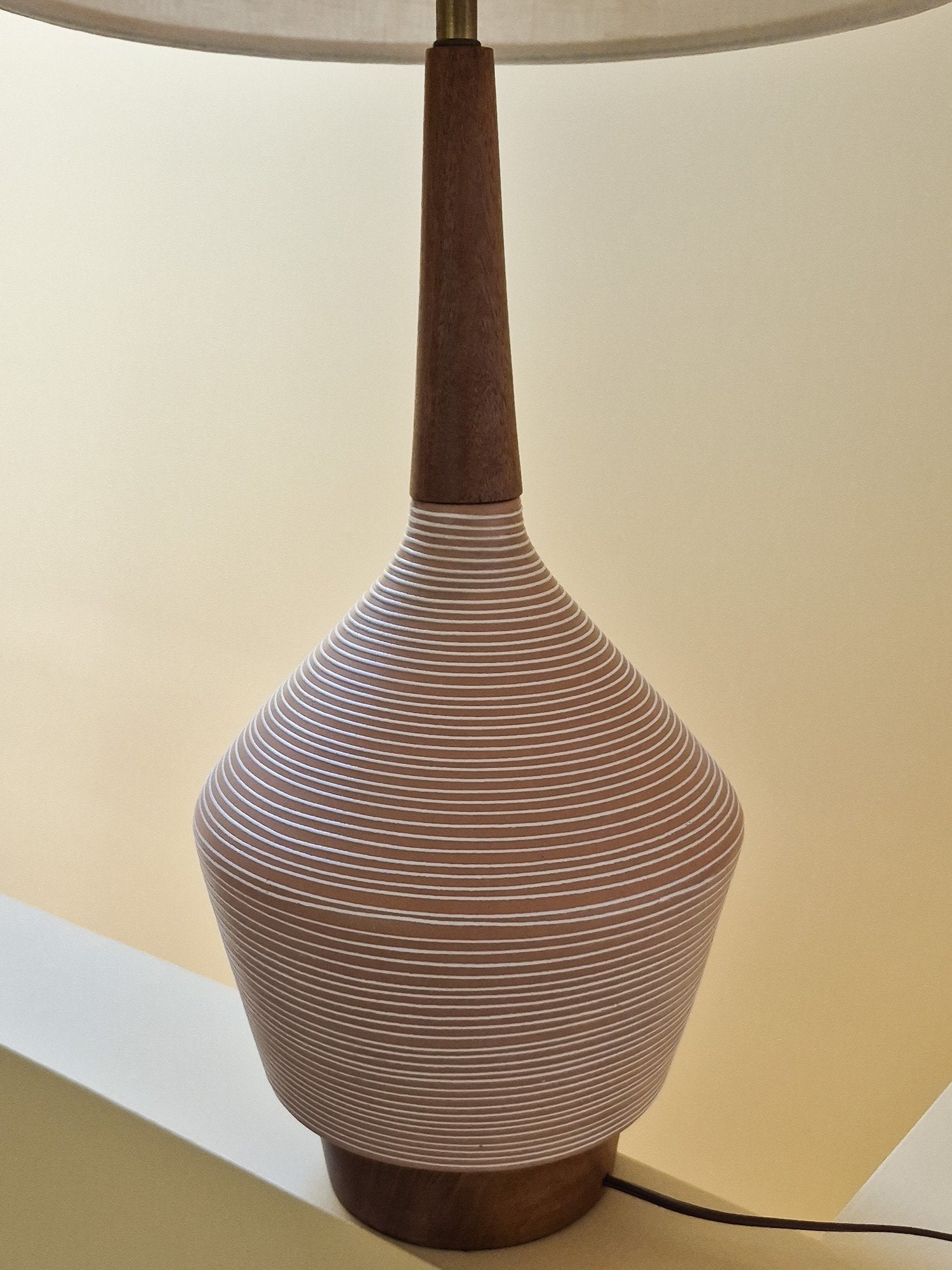 Vintage Ceramic And Teak Table Lamp