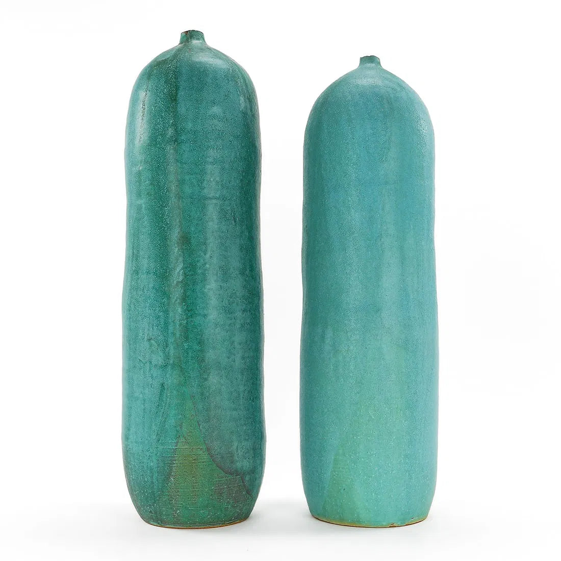 Pair Tall Turquoise Studio Vases