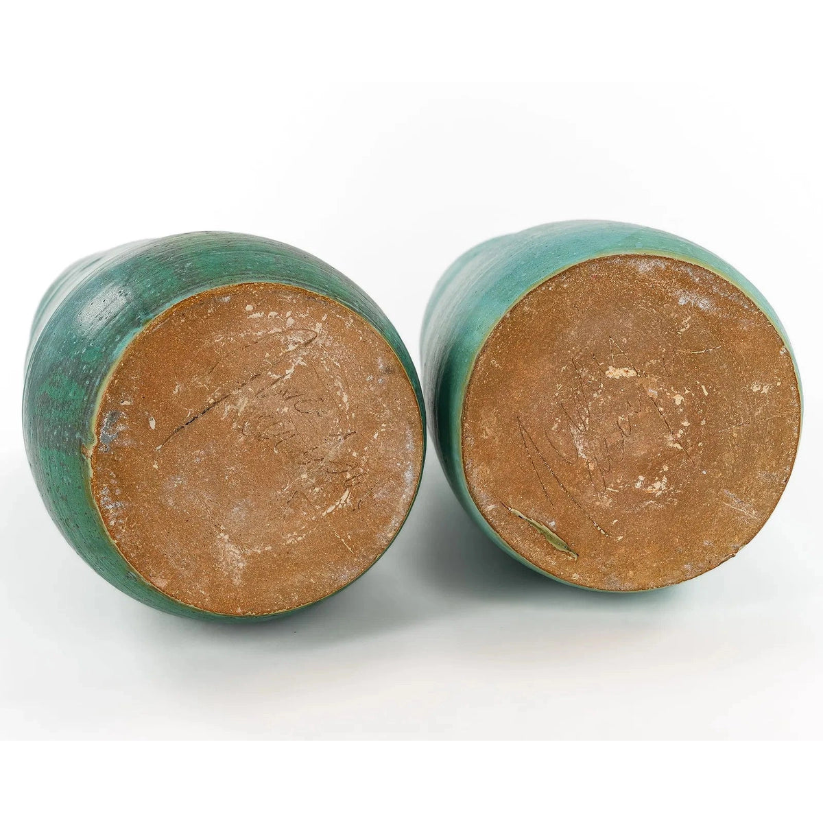 Pair Tall Turquoise Studio Vases