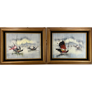 Pair of K.F. Ng Expressionist abstract oils