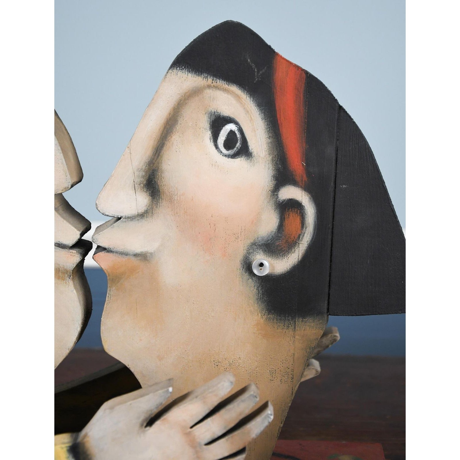 Folk Art Sculpture of a Kiss
