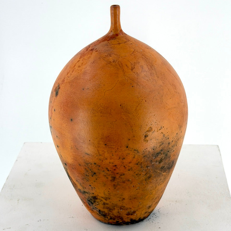 Large Saggar Orange Sphere With Lip