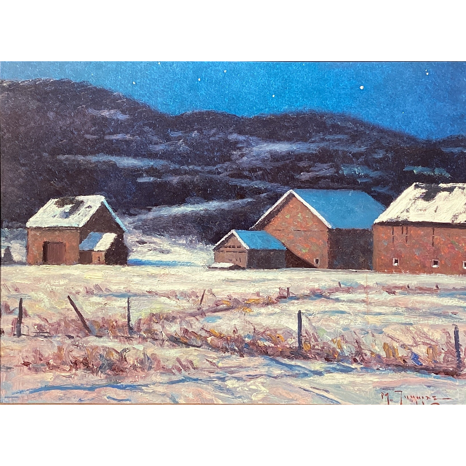 "Barns In Winter Moonlight" - Mark Tougias