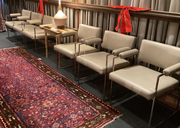 Set 6 Ivory Leather & Chrome Dining Chairs