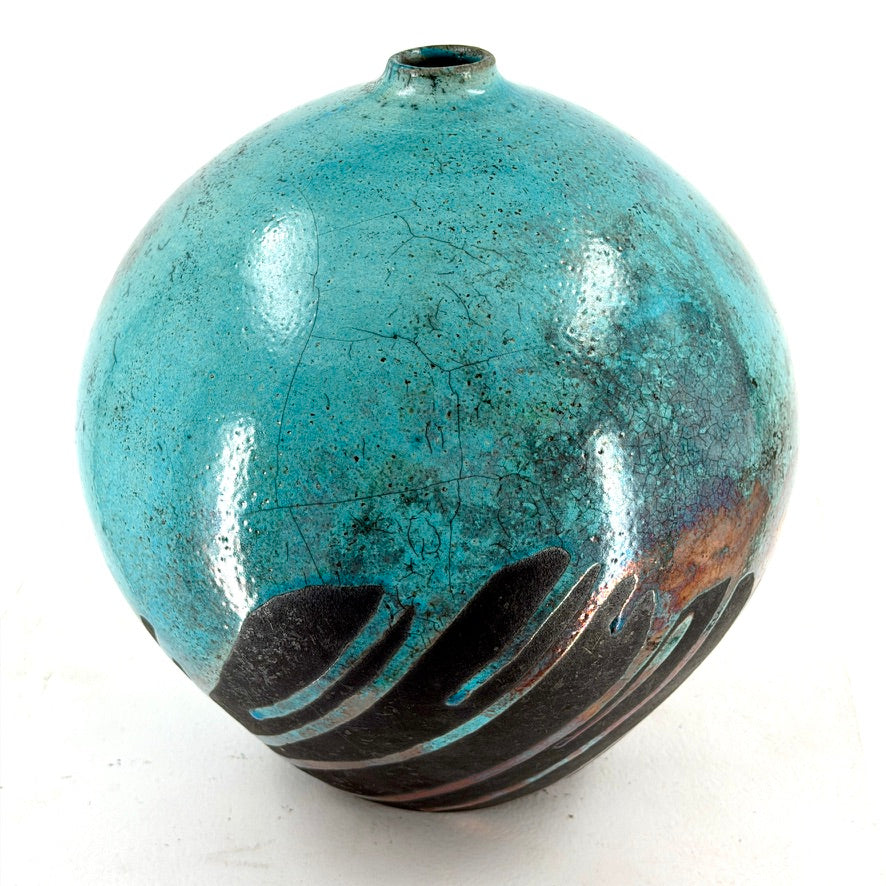 Large Blue Sphere Lip Jar