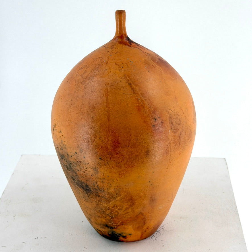 Large Saggar Orange Sphere With Lip