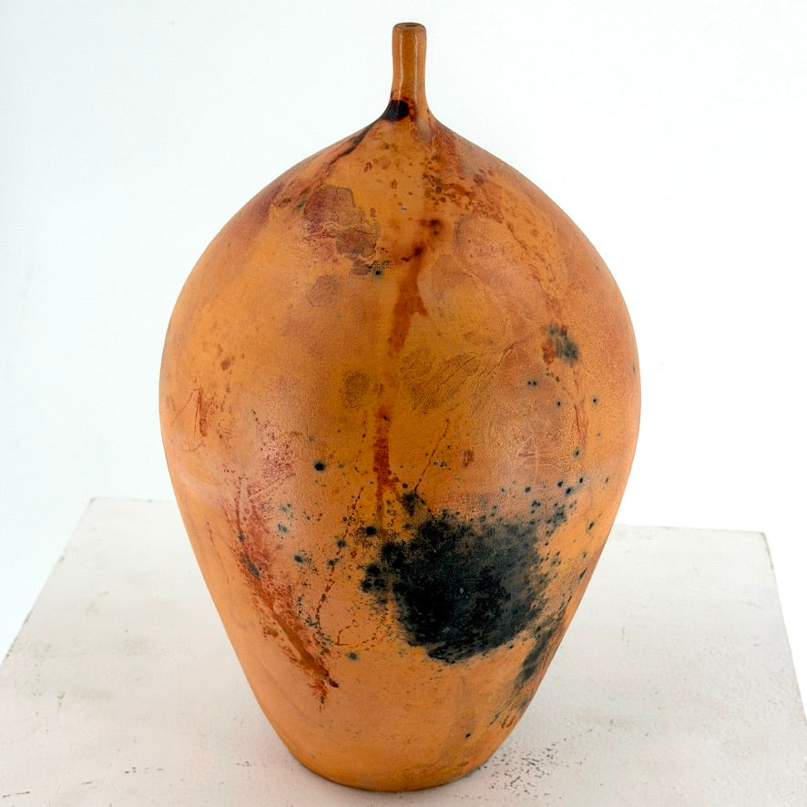 Large Saggar Orange Sphere With Lip