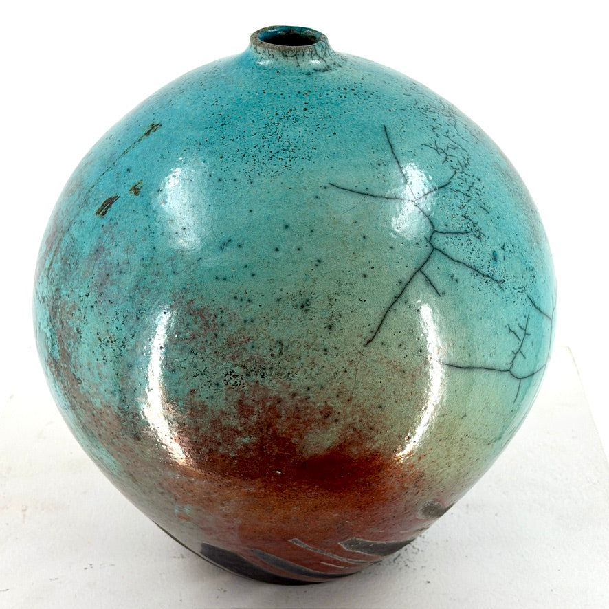 Large Blue Sphere Lip Jar