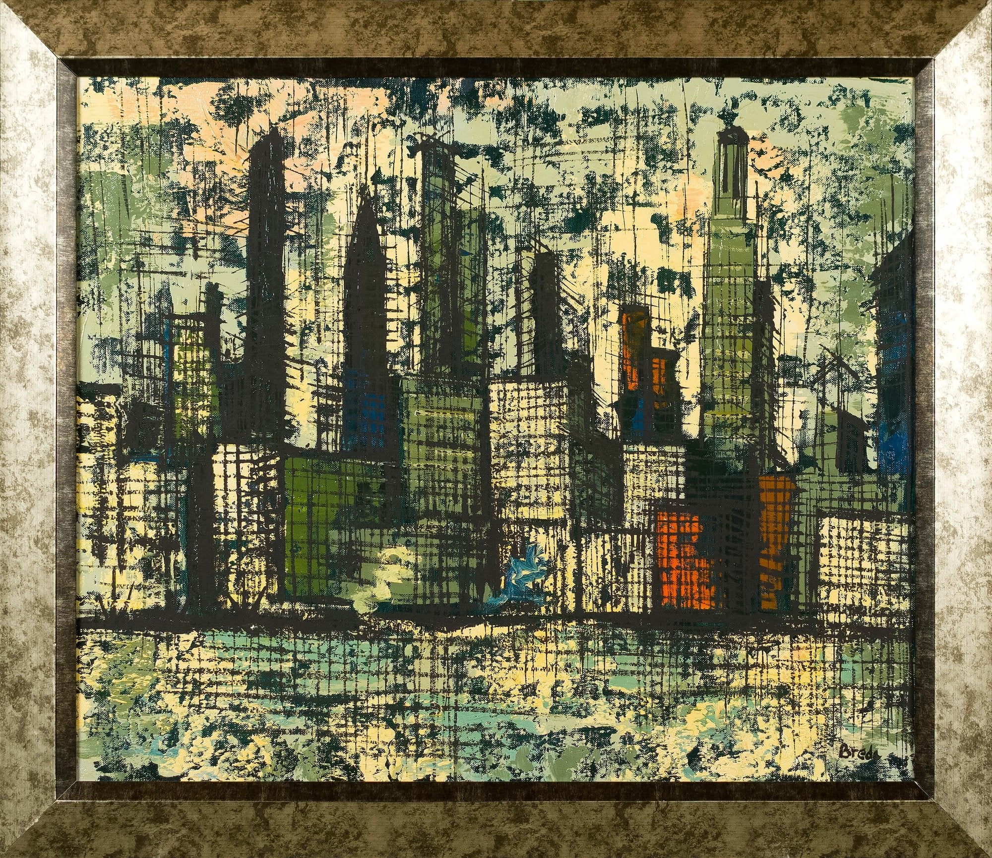 20th C. Oil, Cityscape, Signed Breda