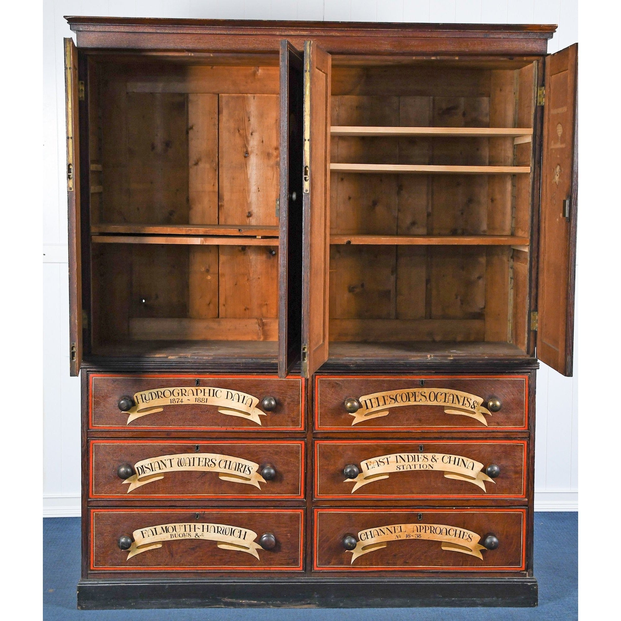 Nautical Painted Two-piece Cabinet