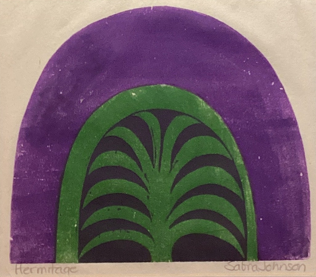 "Hermitage," Sabra Field, wood cut print - 31B4.35.777