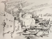 Charcoal drawing "The Port at Jaffa"