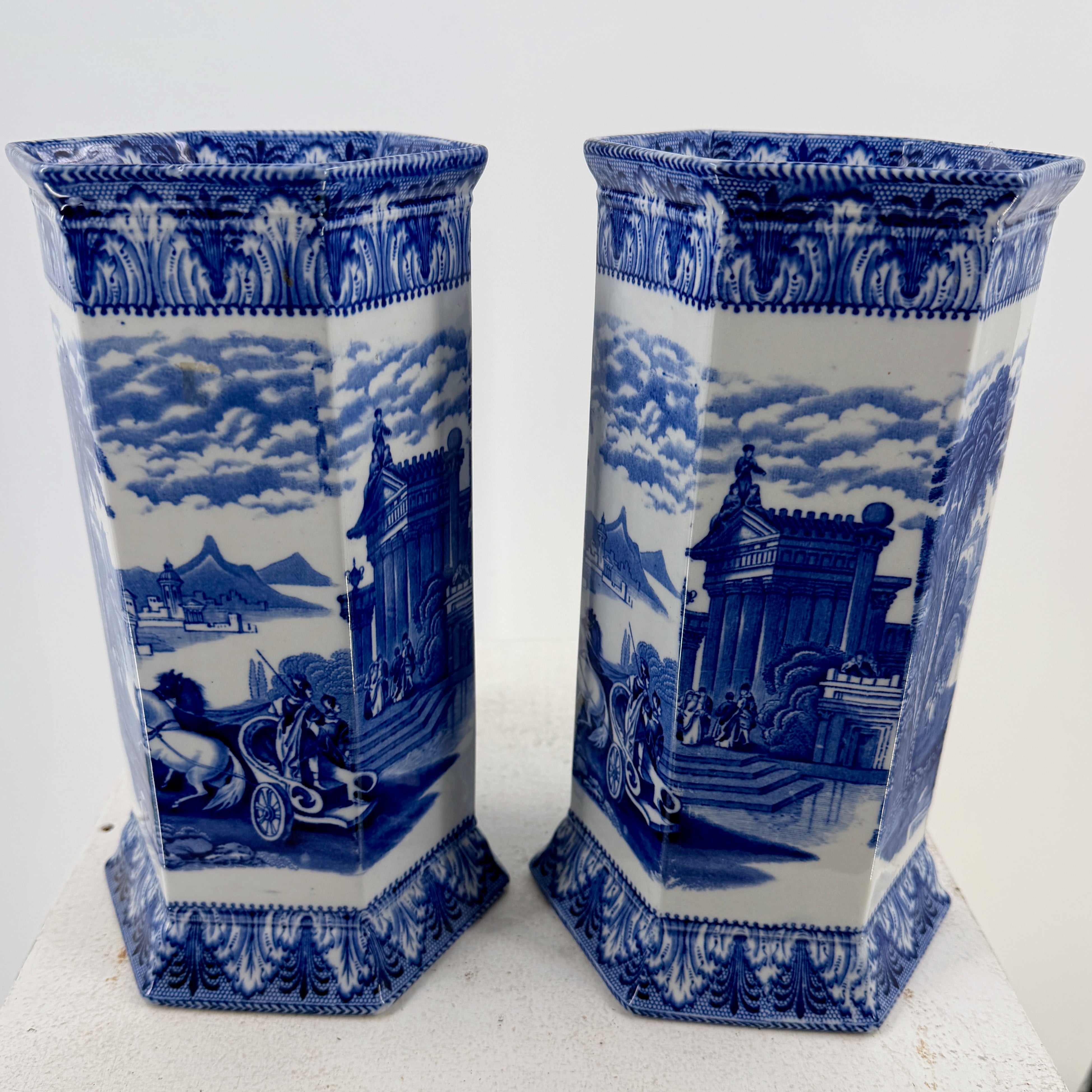 Royal Cauldon hexagonal vase pair  - 40L02.35.100