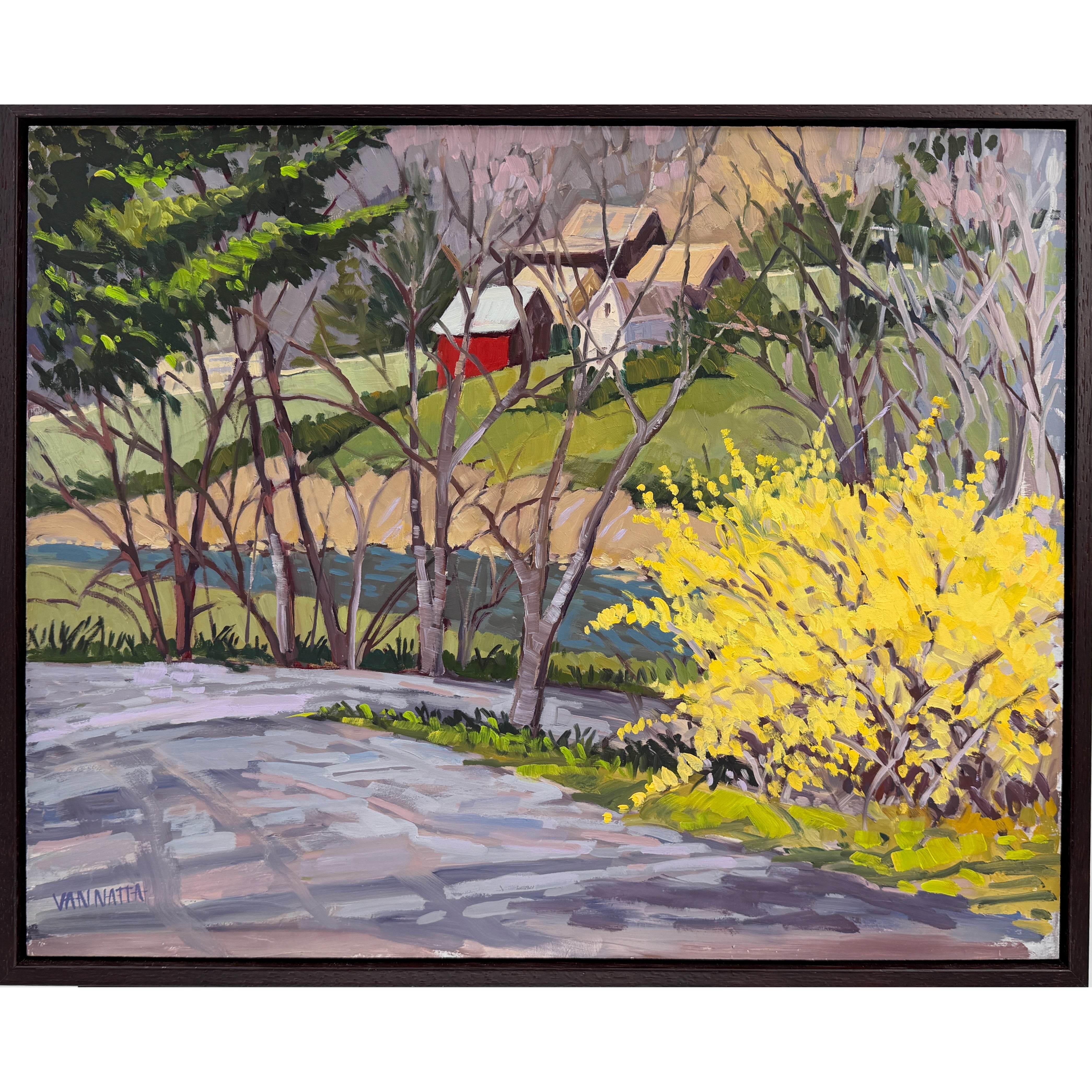 "River View with Forcythia, Bridgewater" - Lynn VanNatta