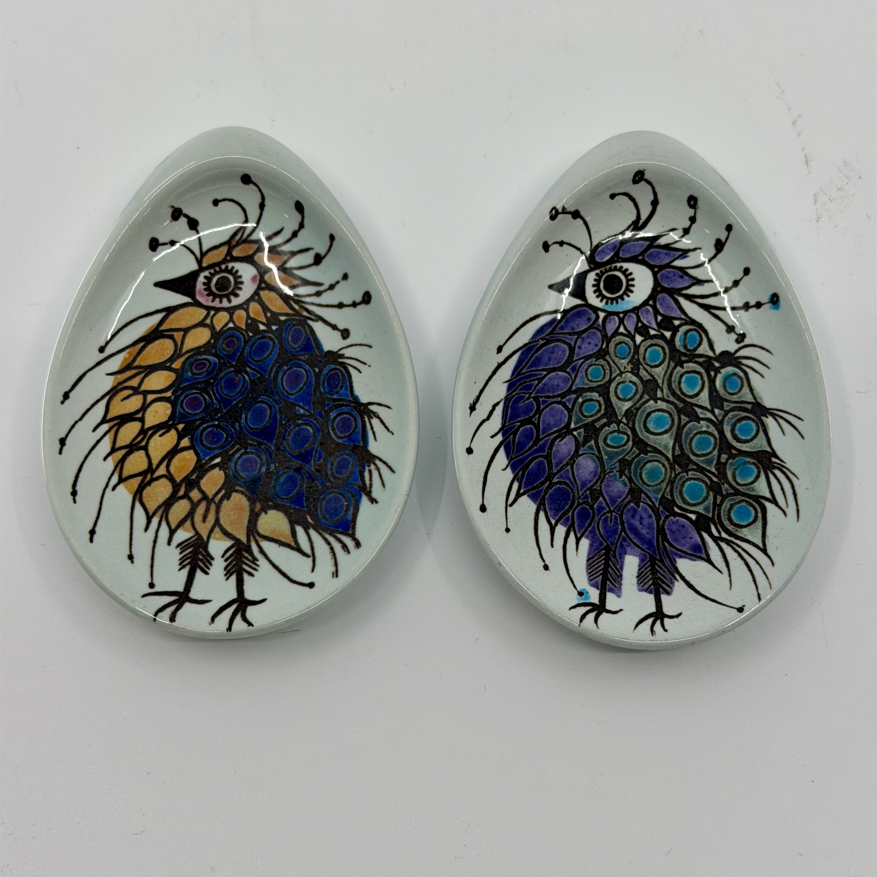 Royal Copenhagen Crazy Bird Dish Pair