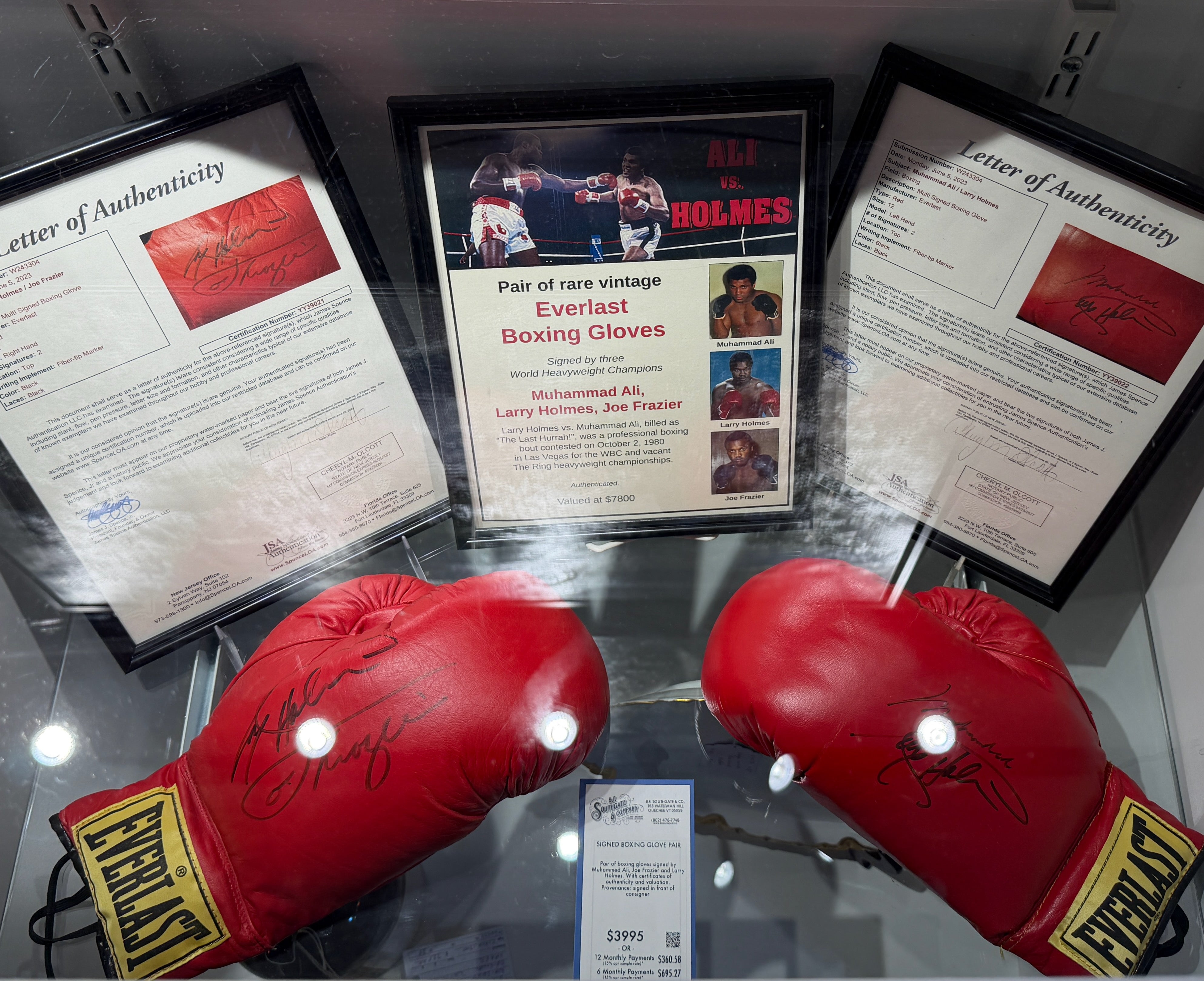 Signed Boxing Glove Pair (Ali, Frasier, Holmes)