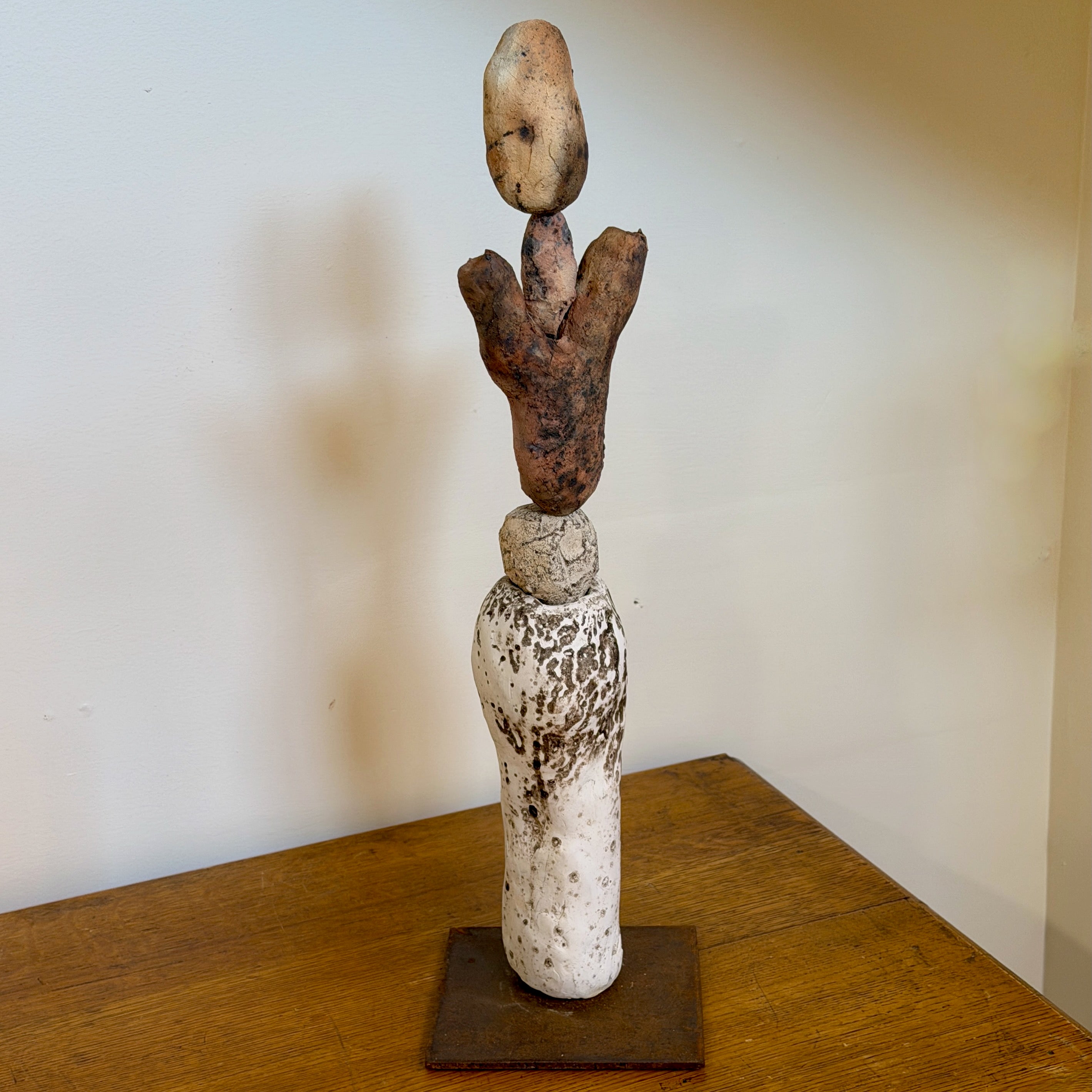 Medium Totem, White, Brown & Peach
