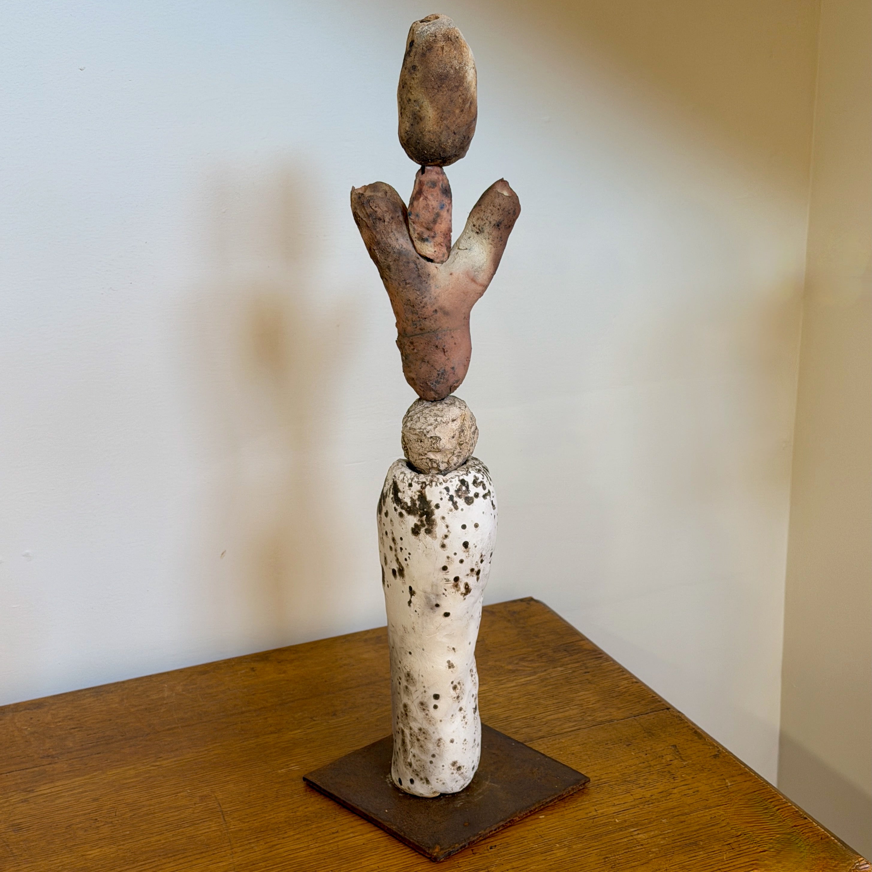 Medium Totem, White, Brown & Peach