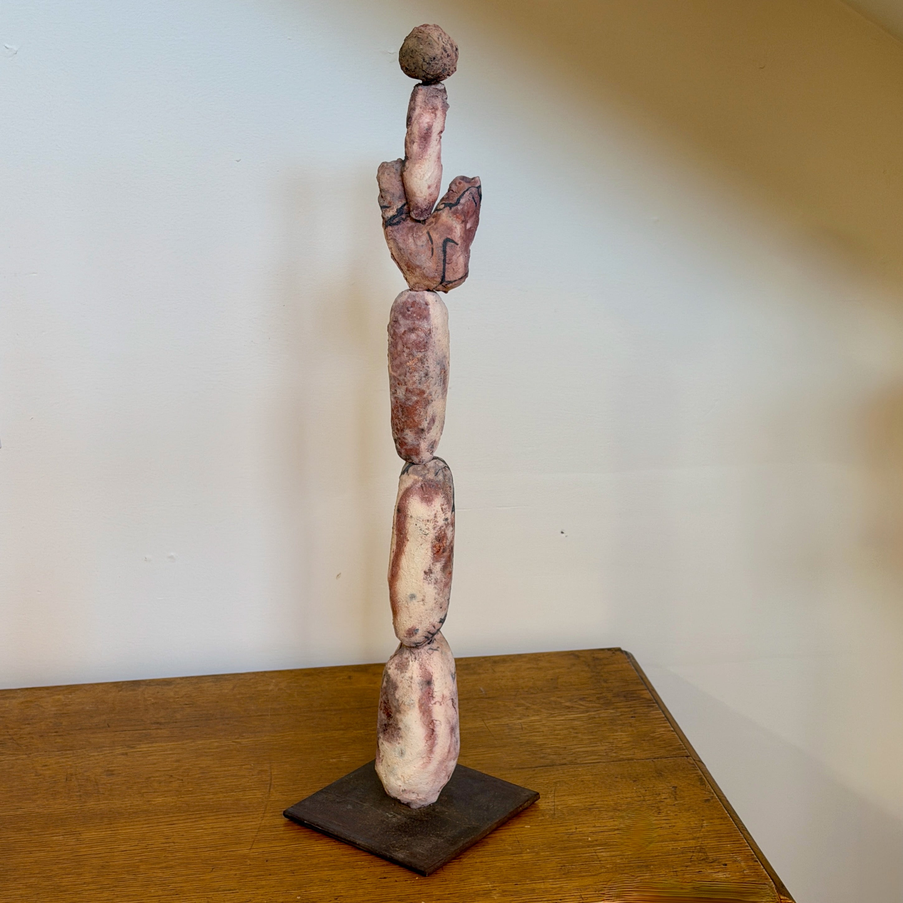Large Totem, White, Black & Rust