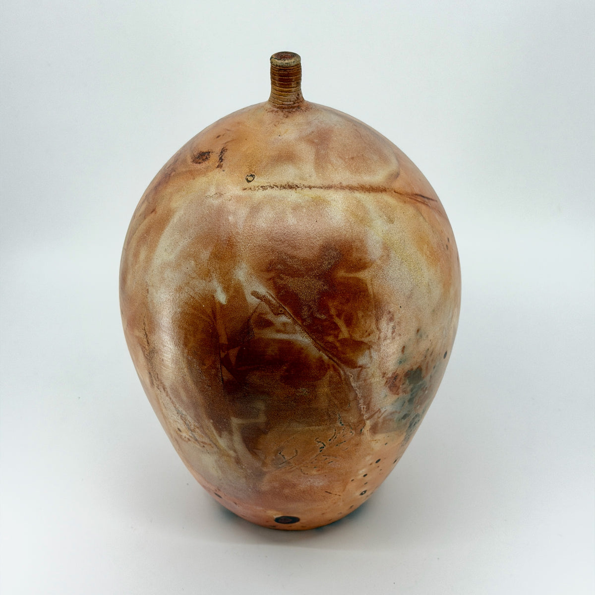 Orange Saggar Sphere with Lip