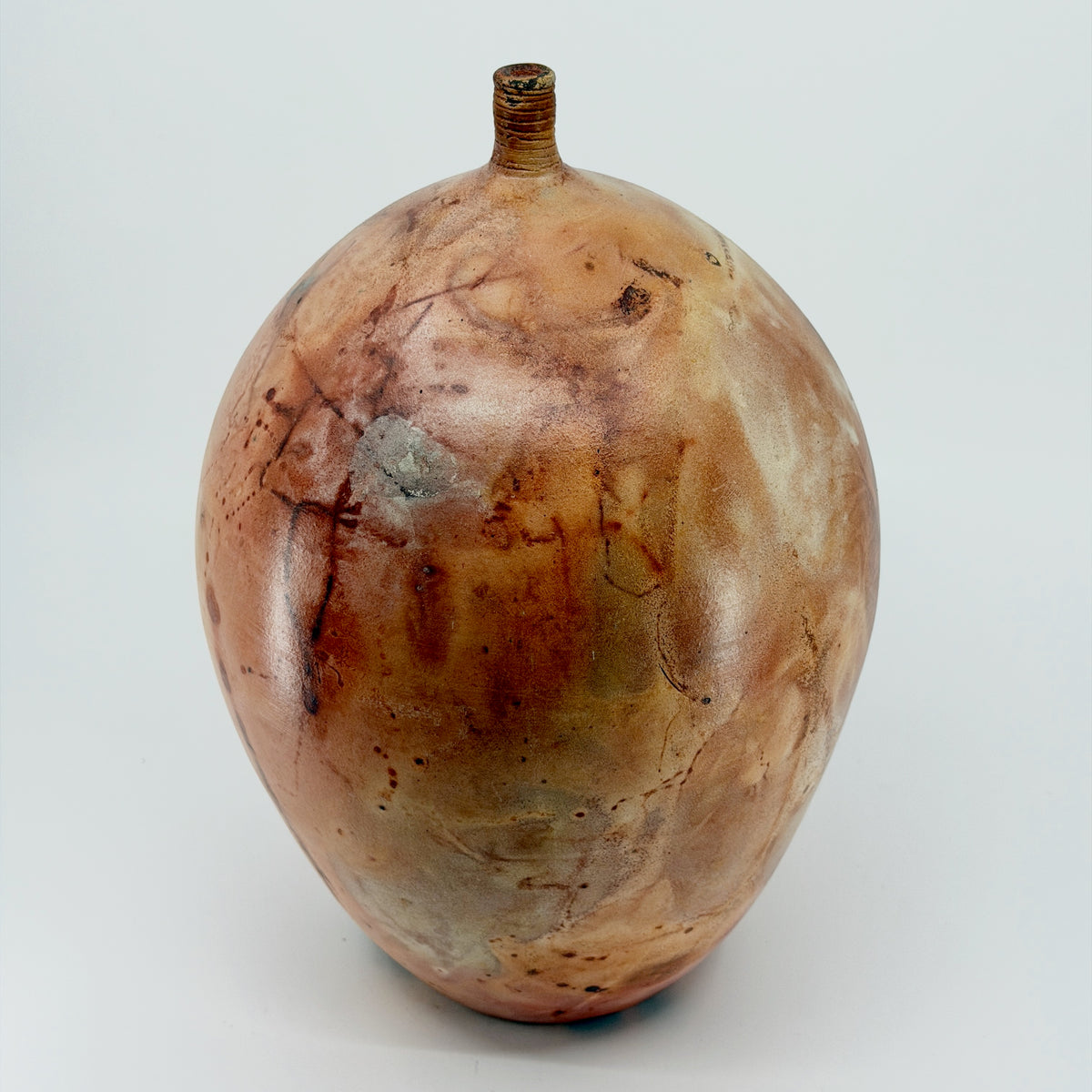 Orange Saggar Sphere with Lip