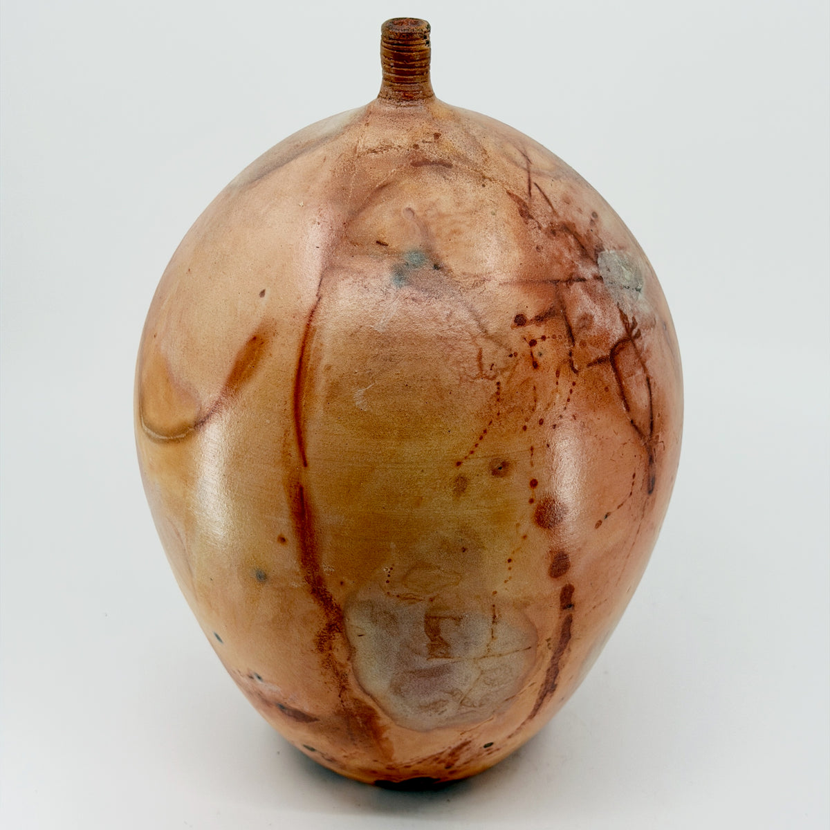 Orange Saggar Sphere with Lip