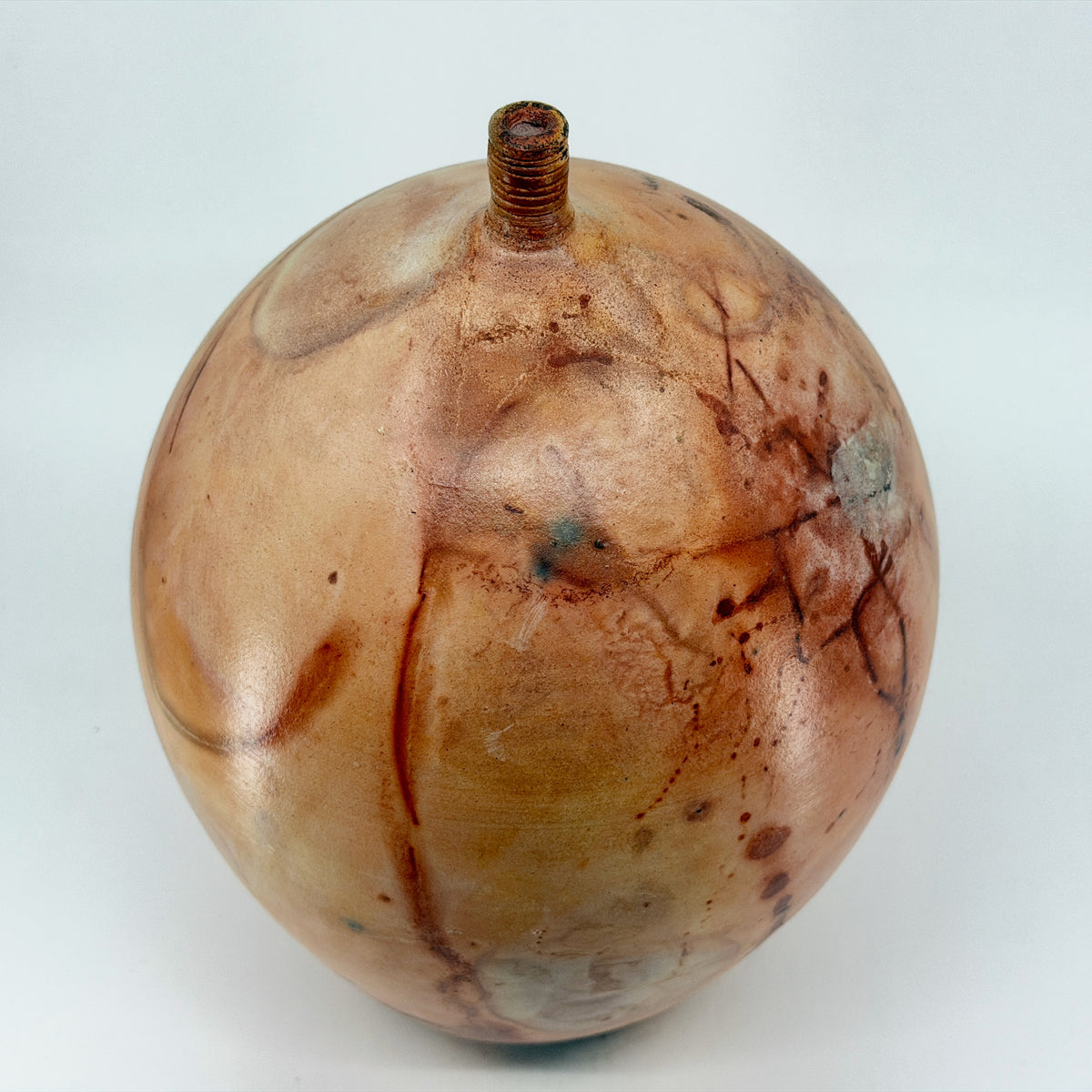 Orange Saggar Sphere with Lip