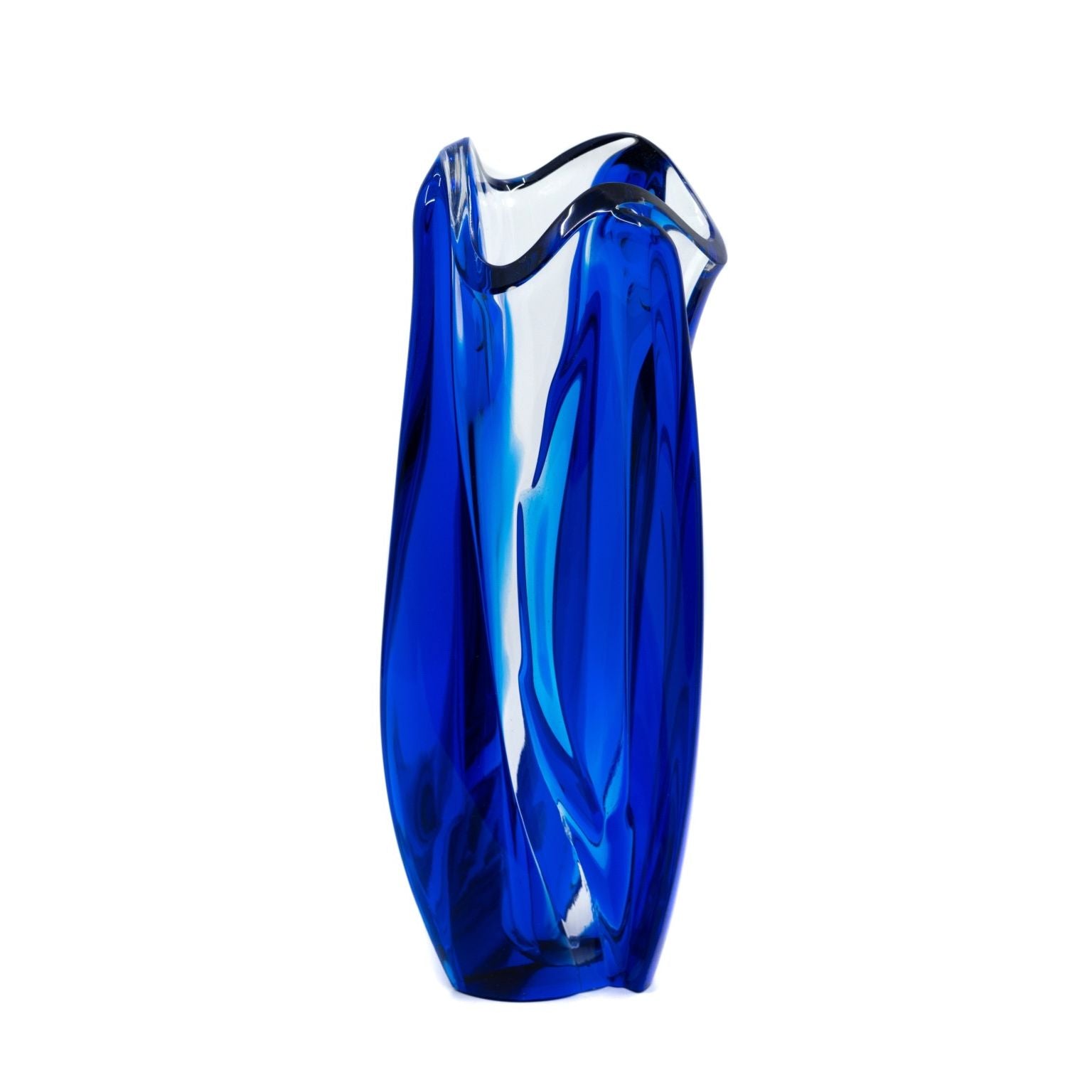 Cobalt bue and clear Lalique vase