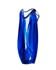 Cobalt bue and clear Lalique vase