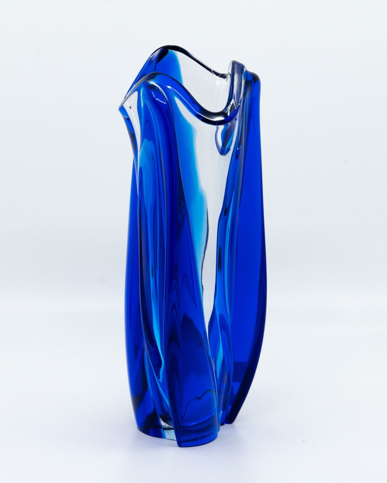 Cobalt bue and clear Lalique vase
