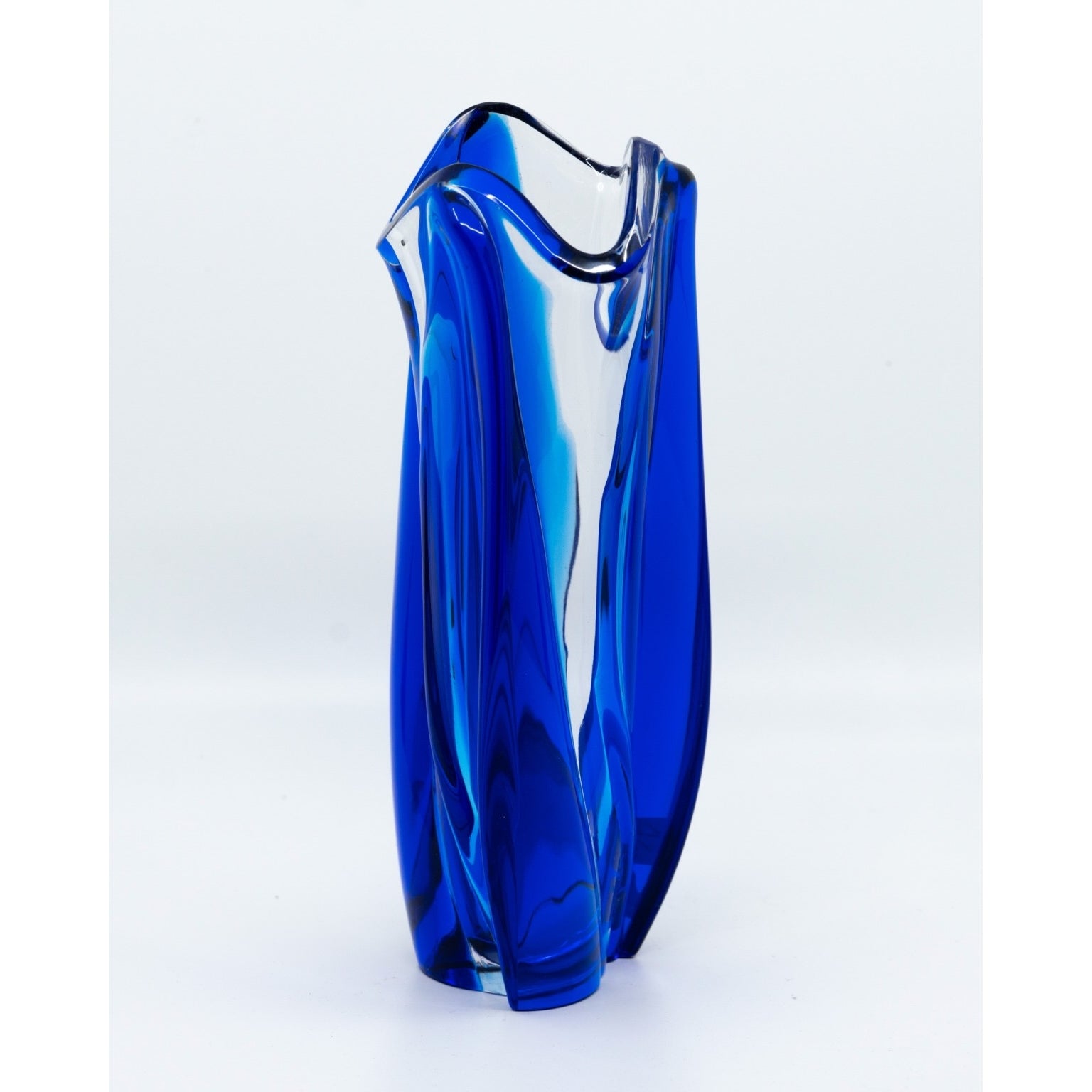 Cobalt bue and clear Lalique vase