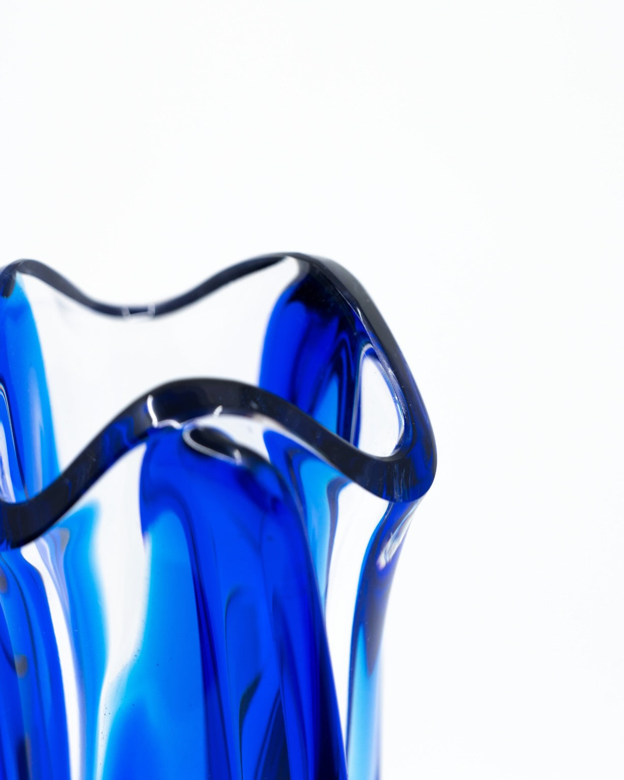 Cobalt bue and clear Lalique vase