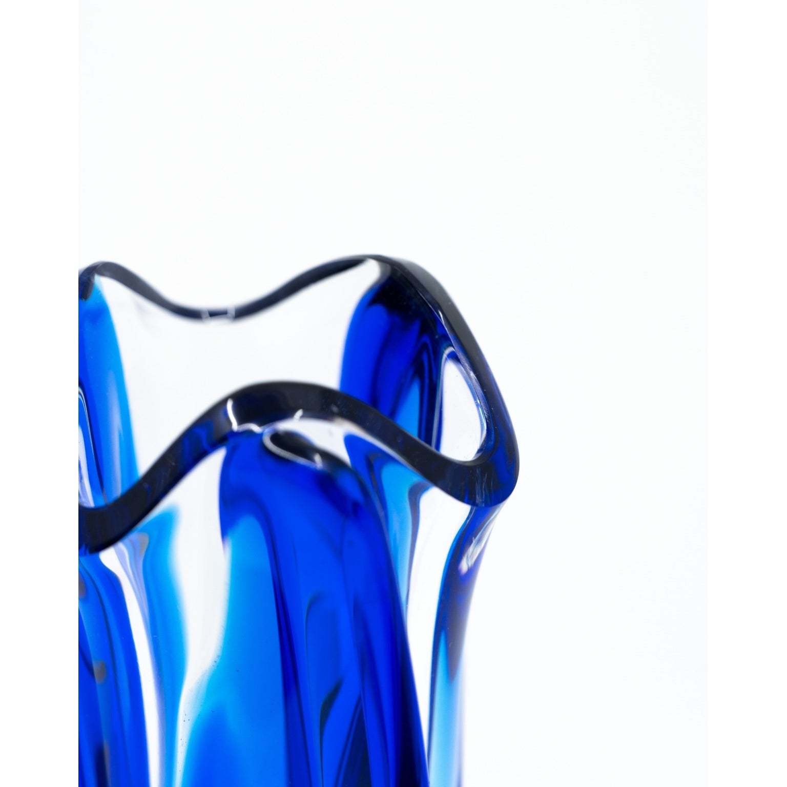 Cobalt bue and clear Lalique vase