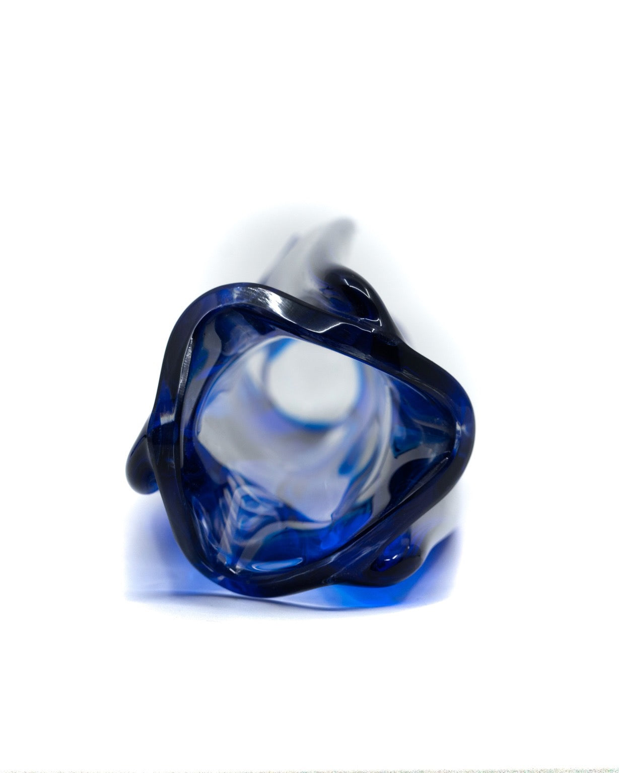 Cobalt bue and clear Lalique vase