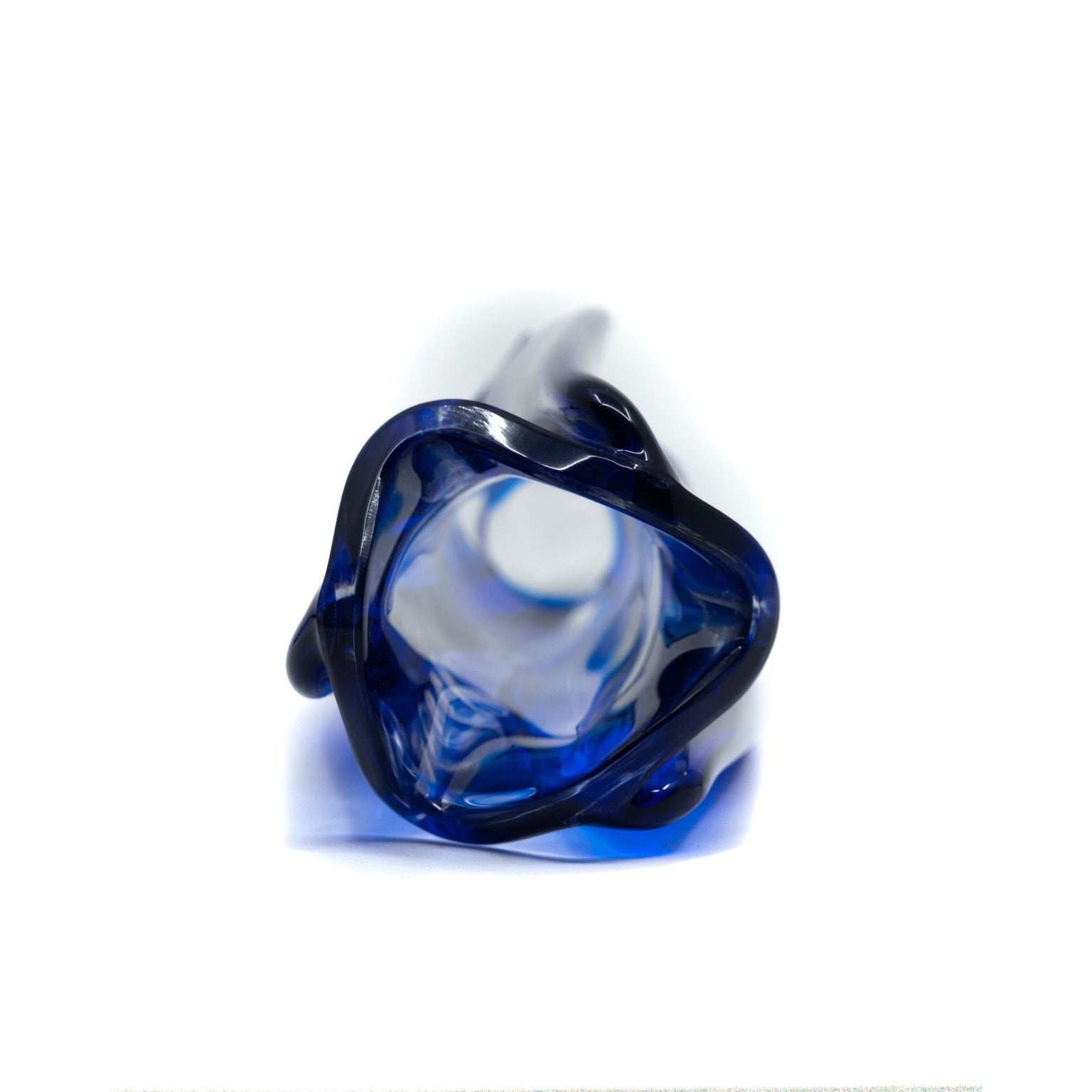 Cobalt bue and clear Lalique vase
