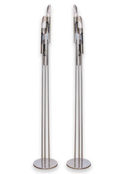 Chrome Triplet Floor Lamps with Lucite Acrylic Prism Tips