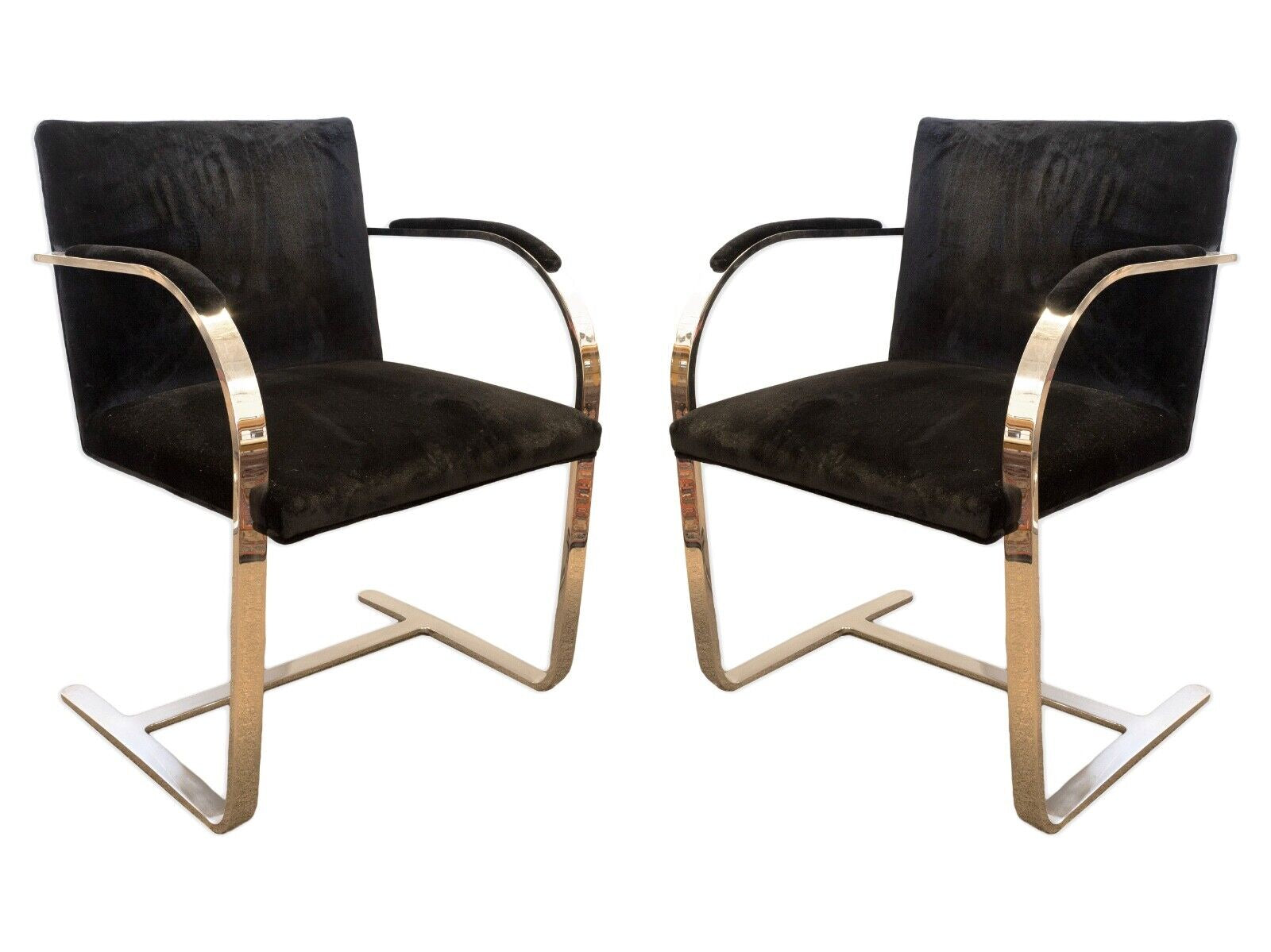 Knoll Brno Flat Bar - Chrome and Black Velvet Chairs