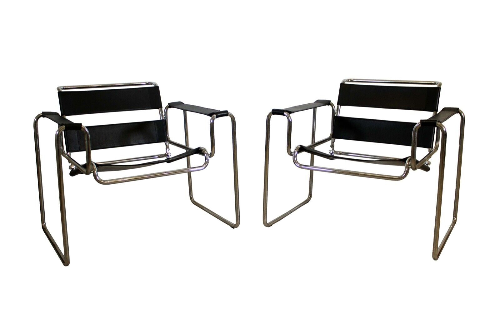 Black Wassily Style Chairs Pair (2)