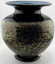 Robert Held blue and gold art glass vase